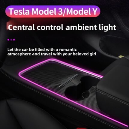 For Tesla Model 3 Model Y ambient light mobile app control central control armrest box light with colorful LED