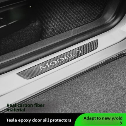 For Tesla Car Threshold Strip 2021-2026 Model Y Carbon Fiber Welcome Pedal Protection Strip