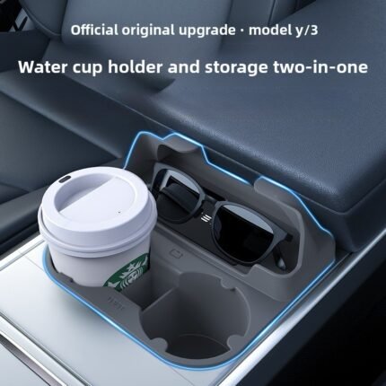 For Tesla Model 3Y Central Control Water Cup Holder Limiter Silicone Coaster Storage Box Slot Cover